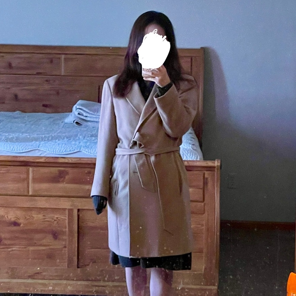 [Max Mara] Women's Cammello Cashmere Belt Coat | authentic